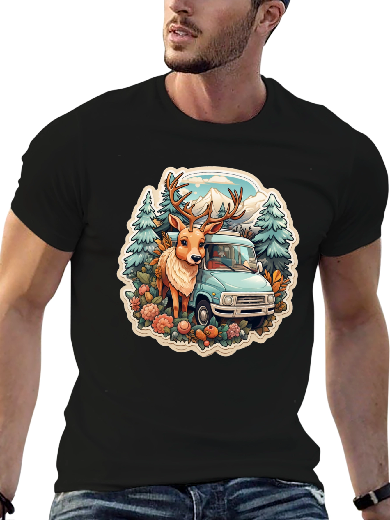 Deer & Camper Van Graphic Tee