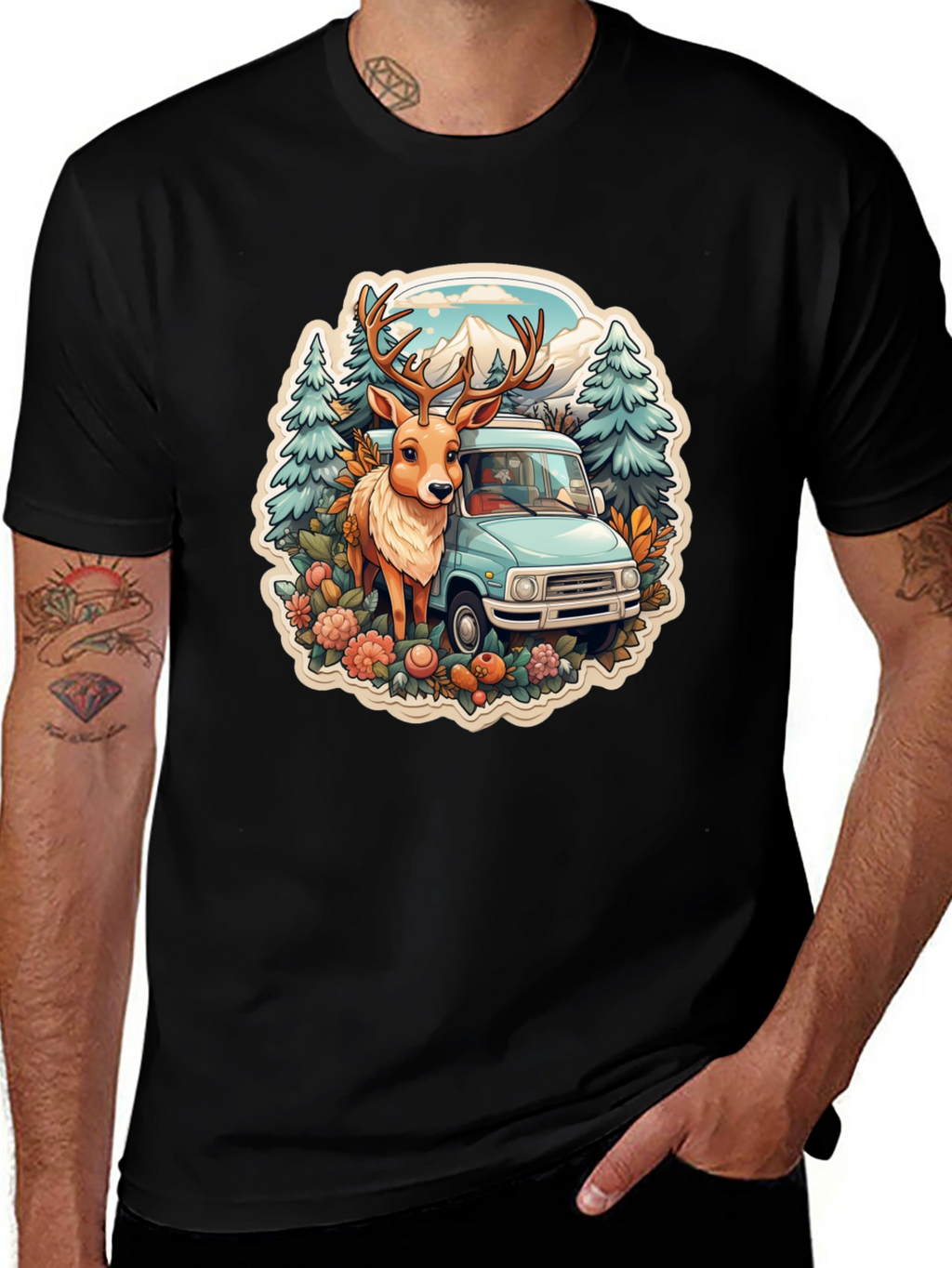 Deer & Camper Van Graphic Tee