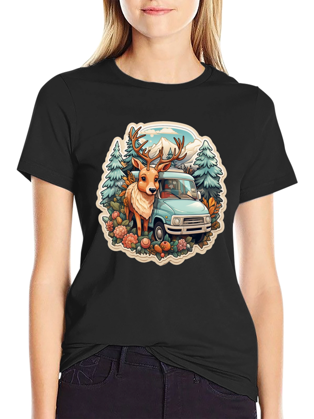 Deer & Camper Van Graphic Tee
