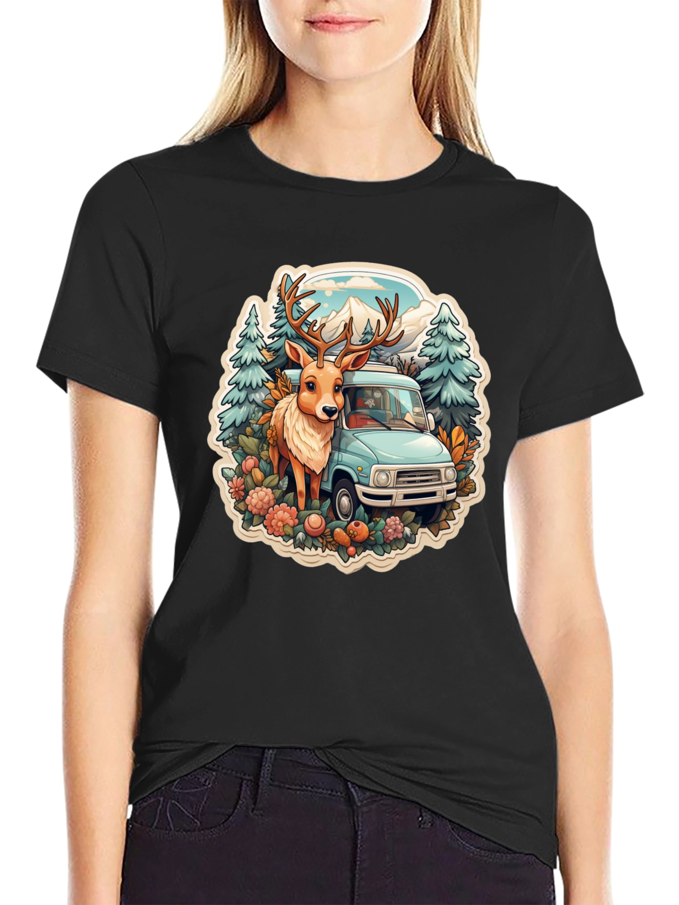 Deer & Camper Van Graphic Tee
