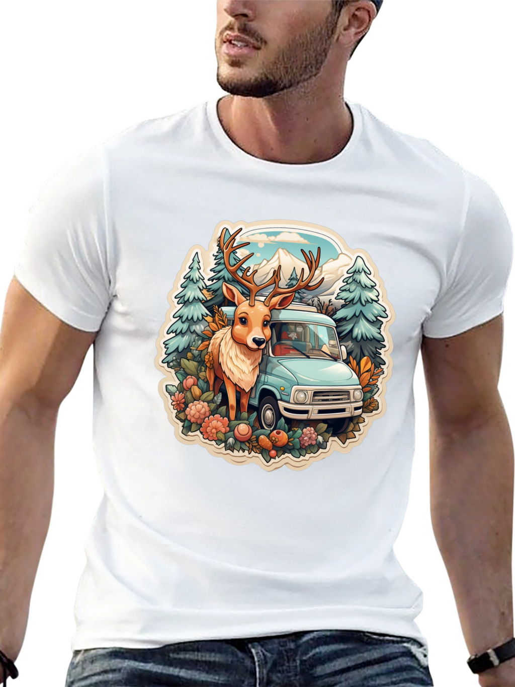 Deer & Camper Van Graphic Tee