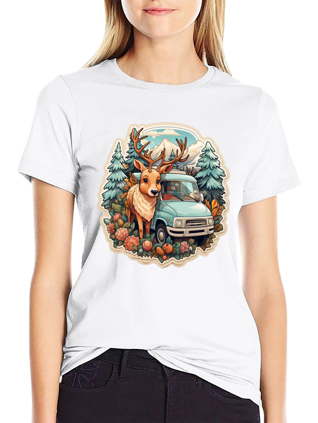 Deer & Camper Van Graphic Tee