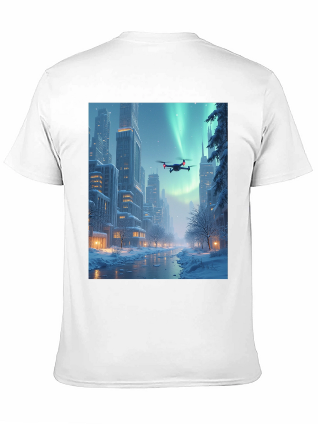Winter Drone City T-Shirt - Aurora Flight