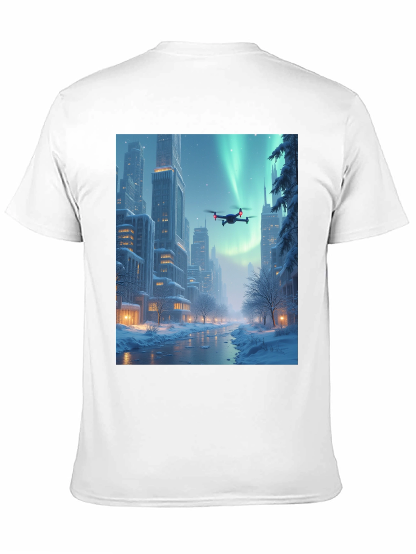 Winter Drone City T-Shirt - Aurora Flight