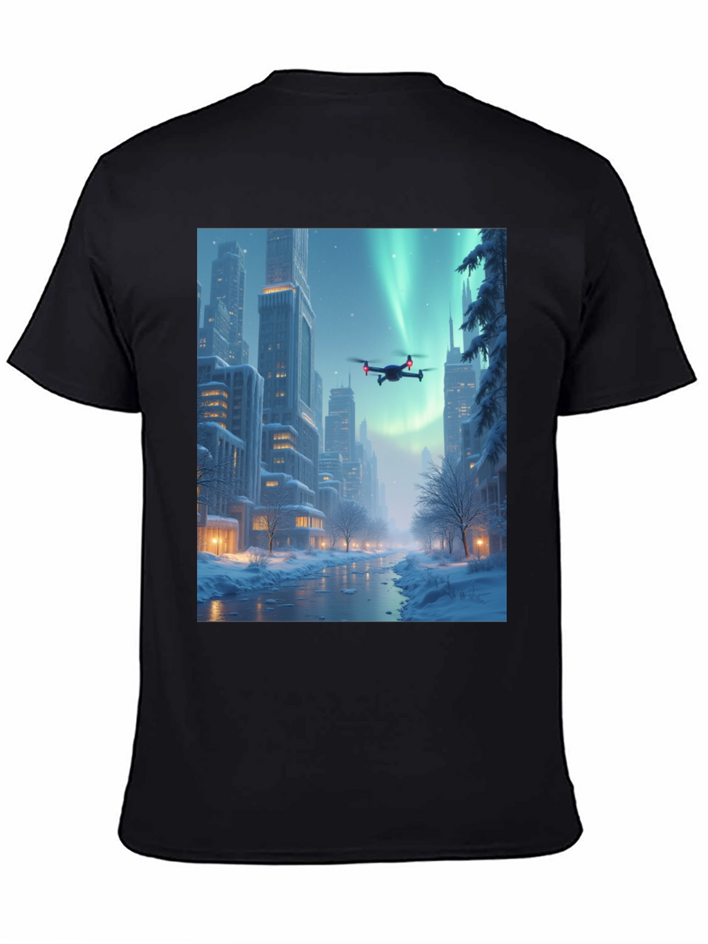 Winter Drone City T-Shirt - Aurora Flight