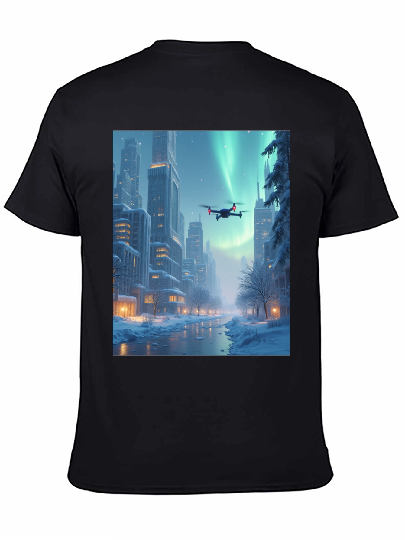 Winter Drone City T-Shirt - Aurora Flight