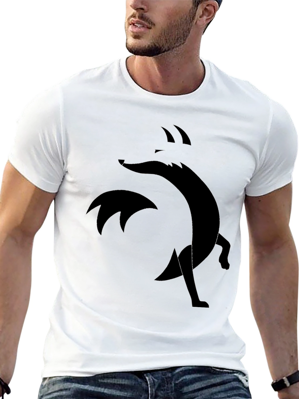 Abstract Fox Graphic Black Tee