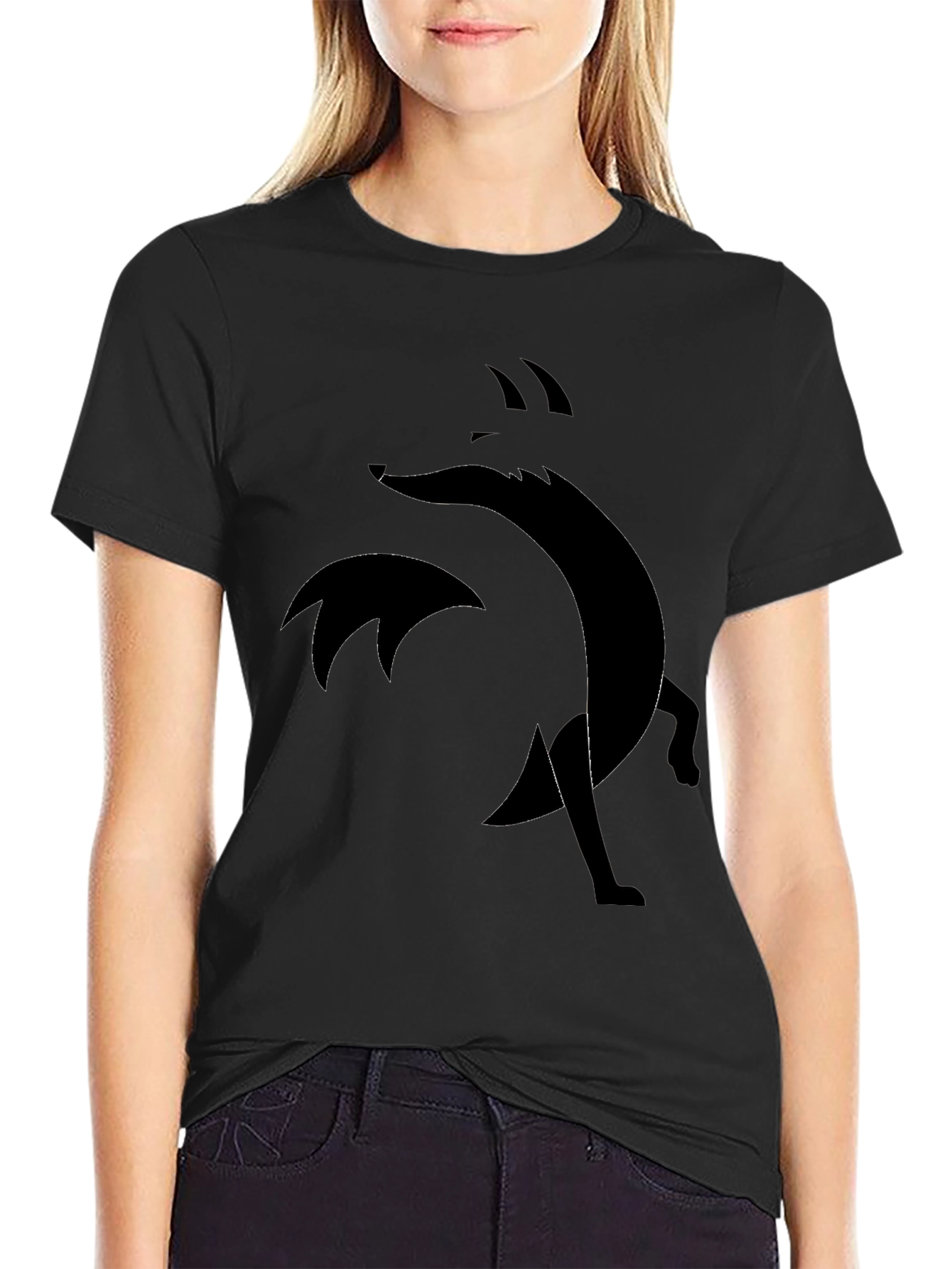 Abstract Fox Graphic Black Tee