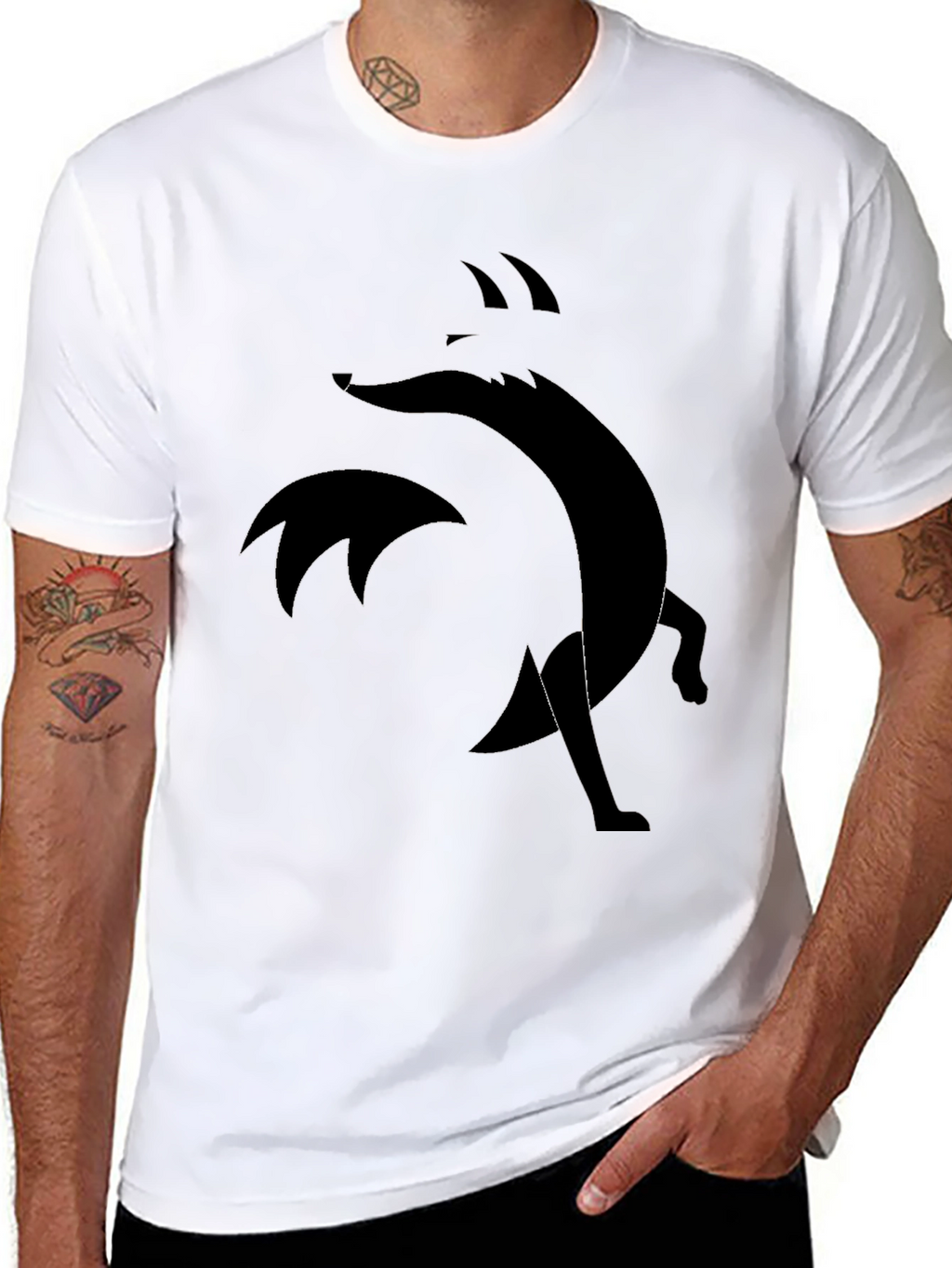 Abstract Fox Graphic Black Tee