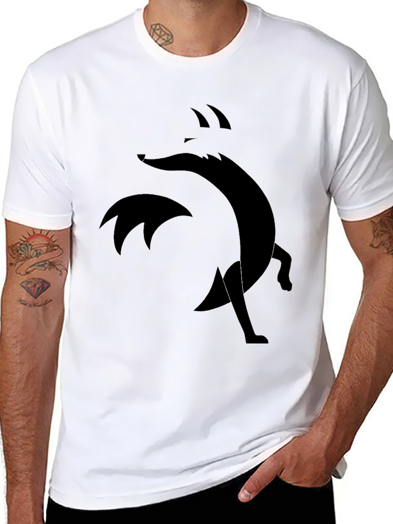 Abstract Fox Graphic Black Tee
