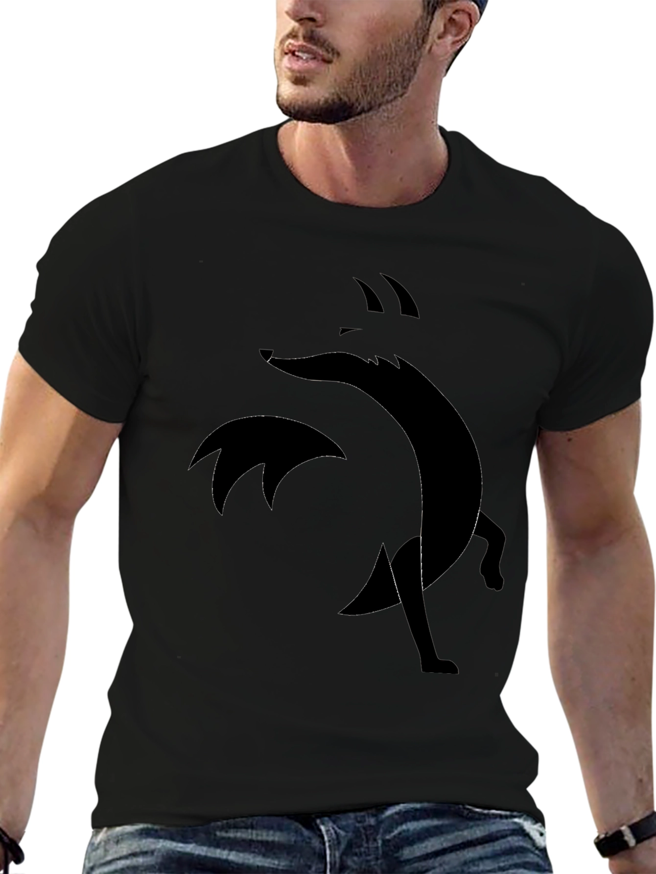 Abstract Fox Graphic Black Tee