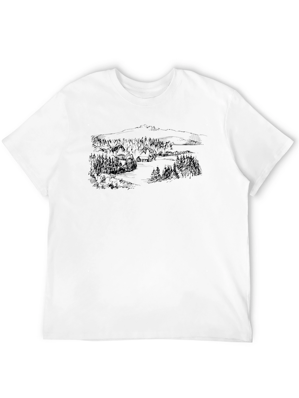 Nature Scene Graphic Tee - Classic Black T-Shirt
