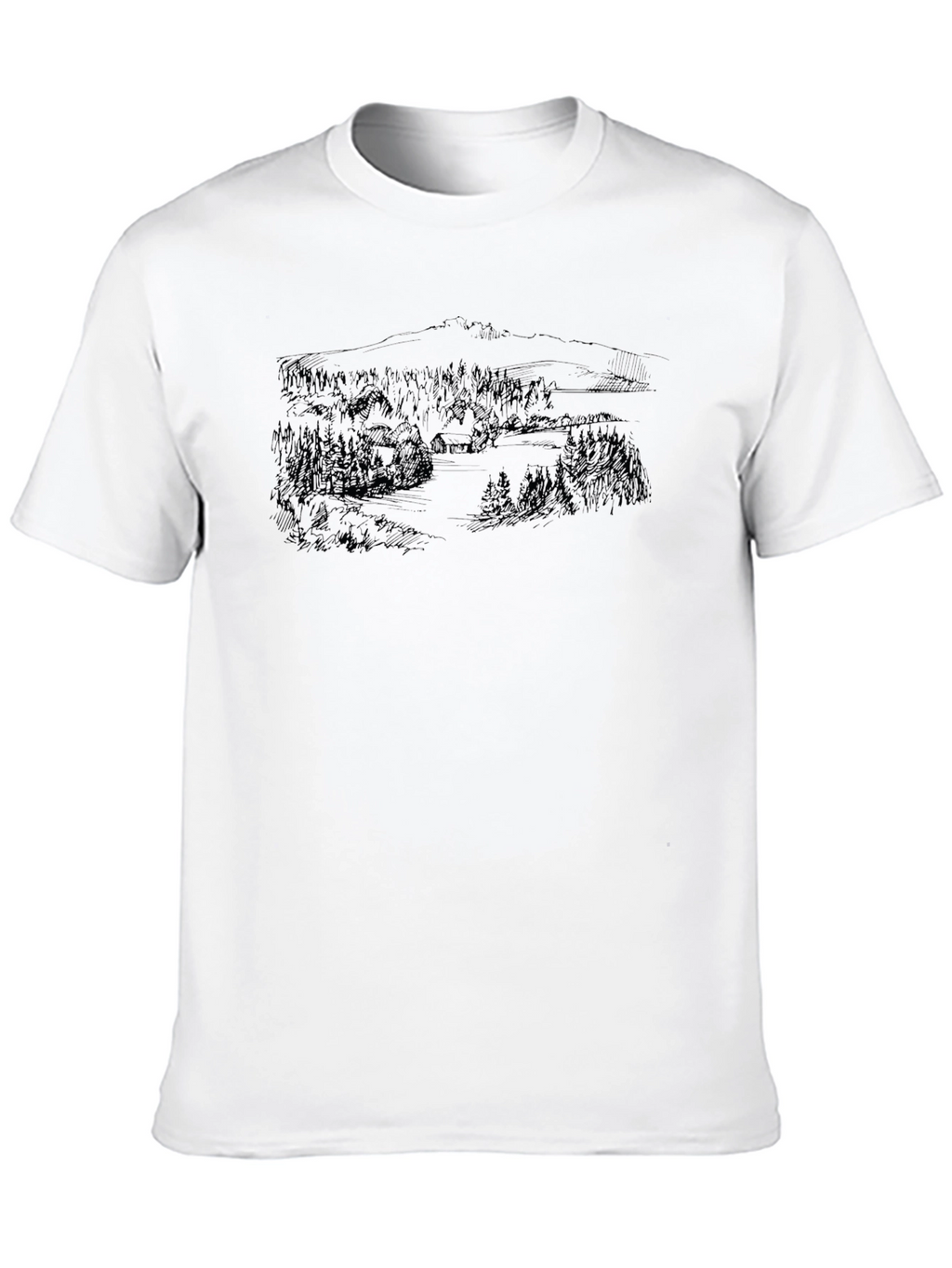 Nature Scene Graphic Tee - Classic Black T-Shirt