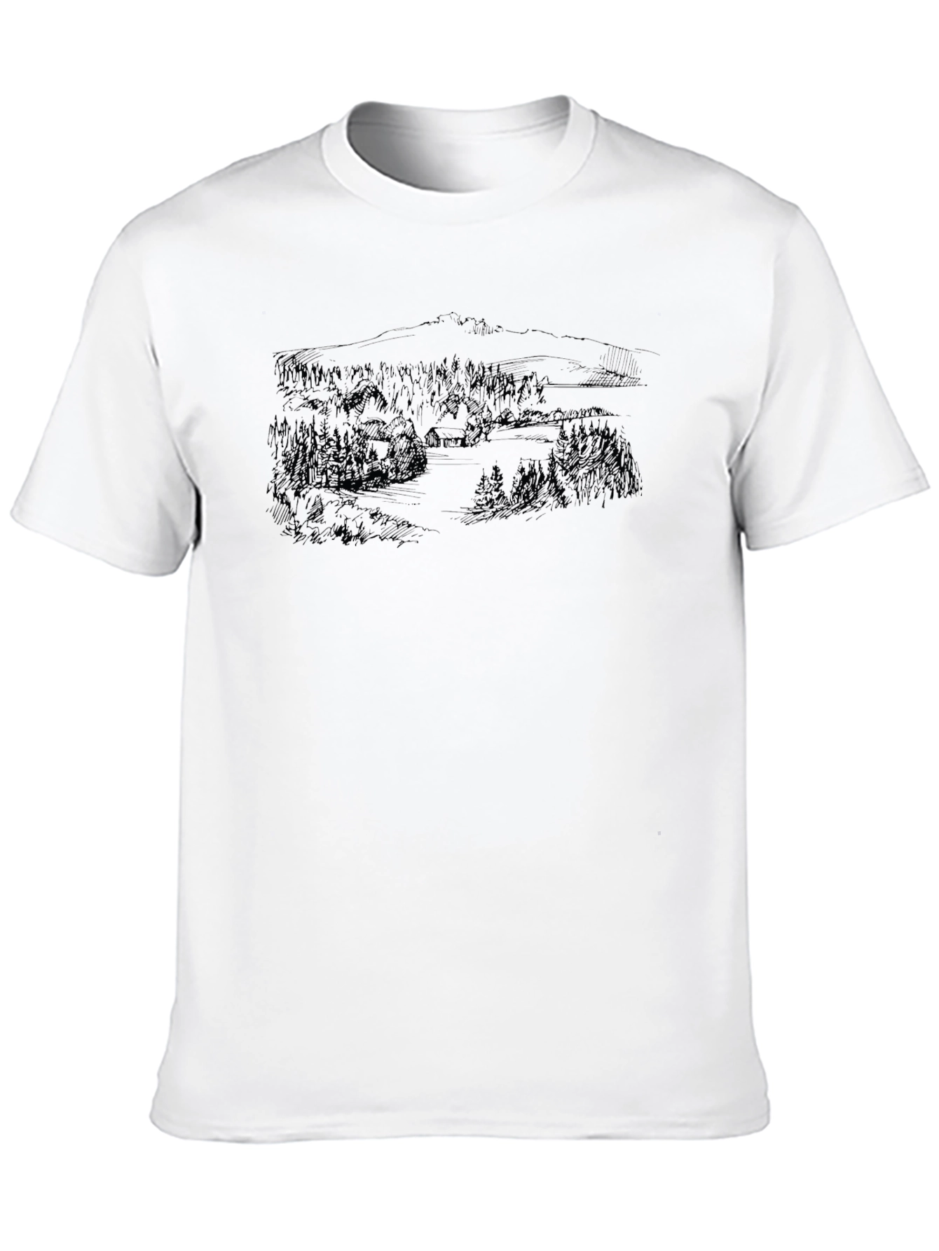 Nature Scene Graphic Tee - Classic Black T-Shirt