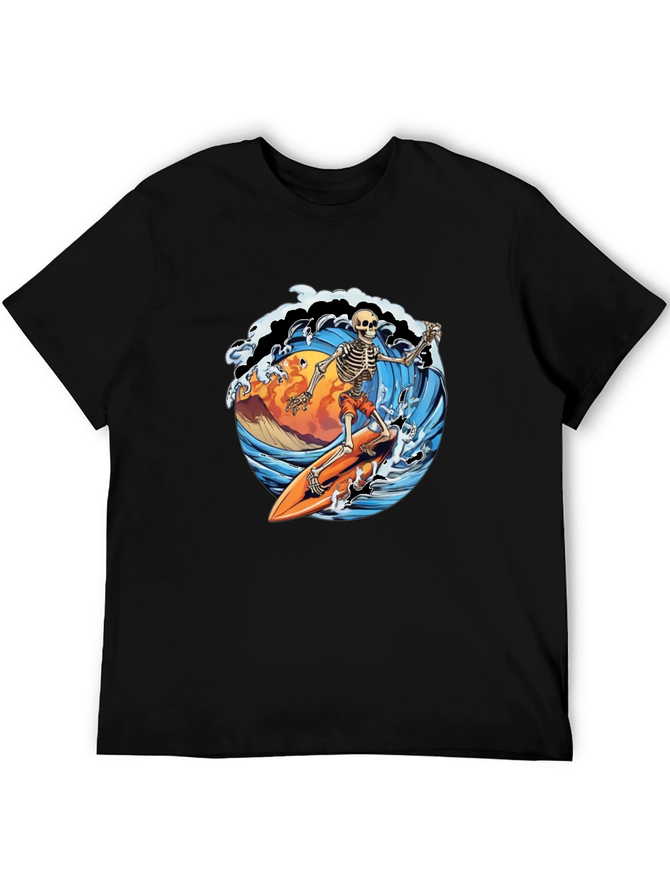 Skeleton Surfer Graphic Tee - Ride the Wave in Style!