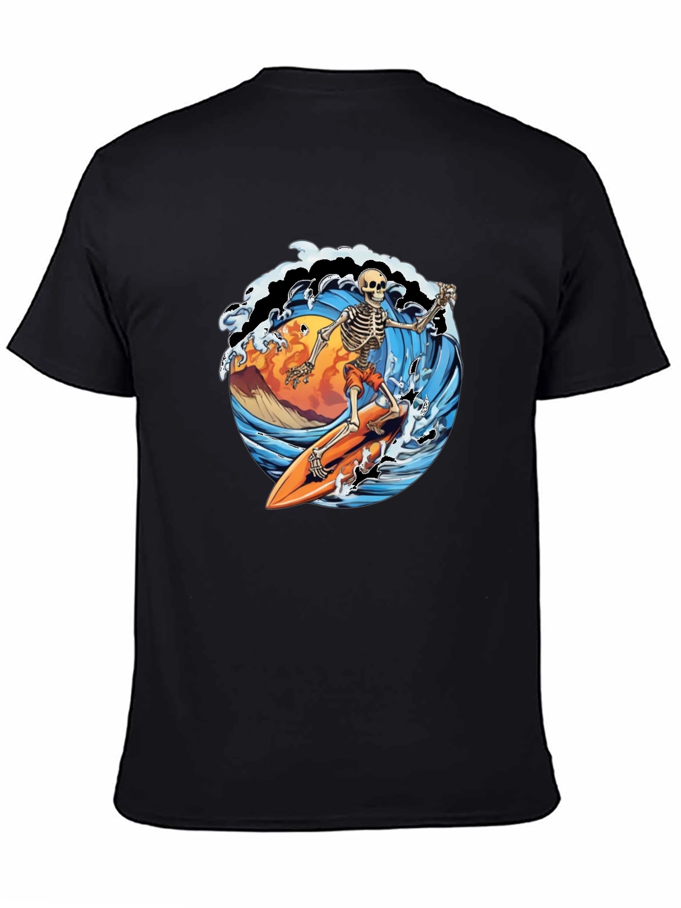 Skeleton Surfer Graphic Tee - Ride the Wave in Style!