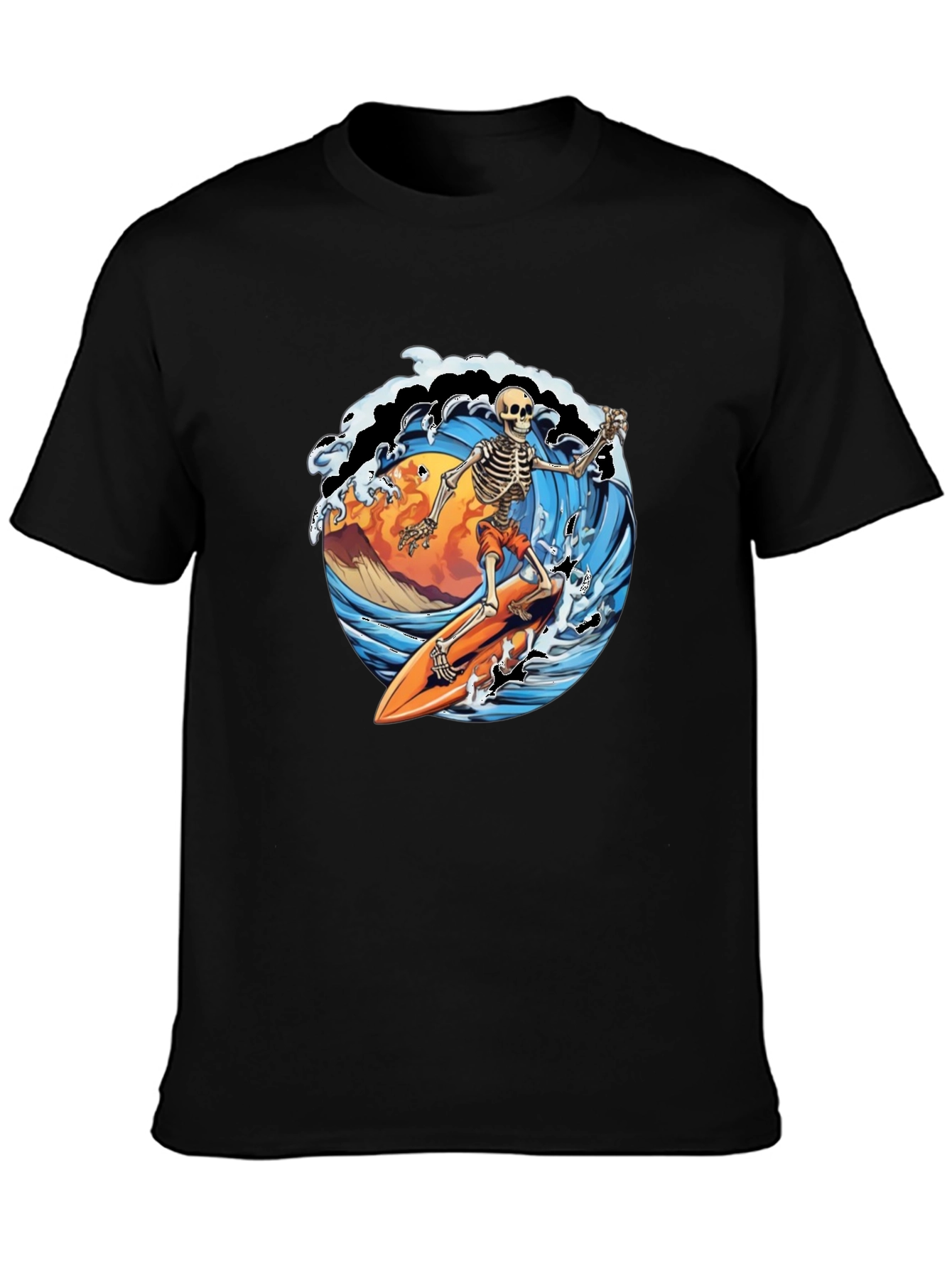 Skeleton Surfer Graphic Tee - Ride the Wave in Style!