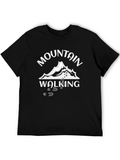 Mountain Walking Graphic Tee - Black Cotton