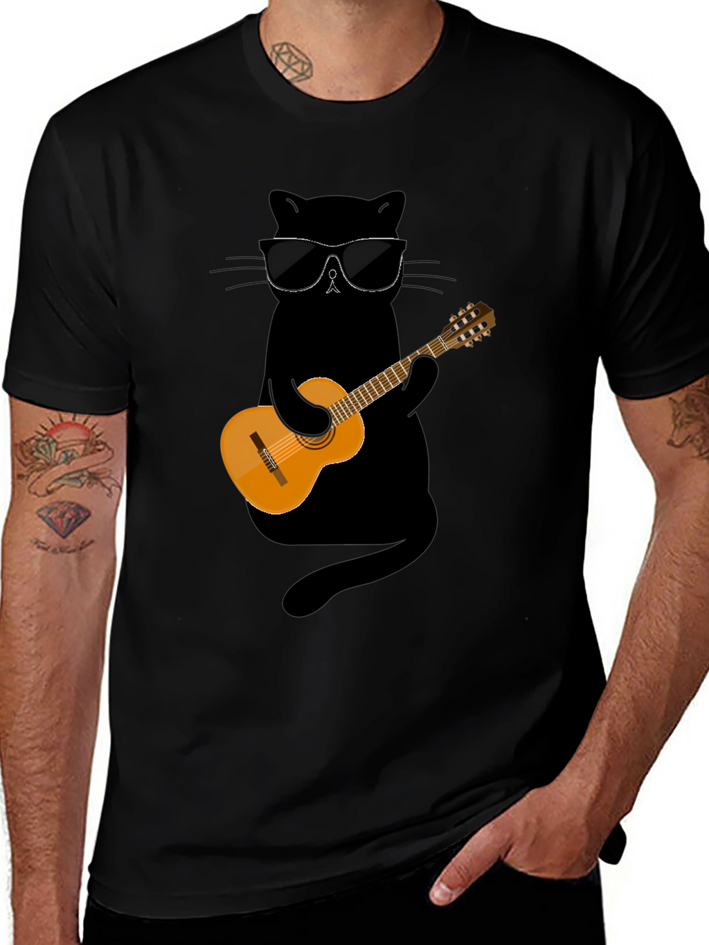 Cool Cat Guitarist Graphic Tee