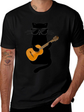 Cool Cat Guitarist Graphic Tee