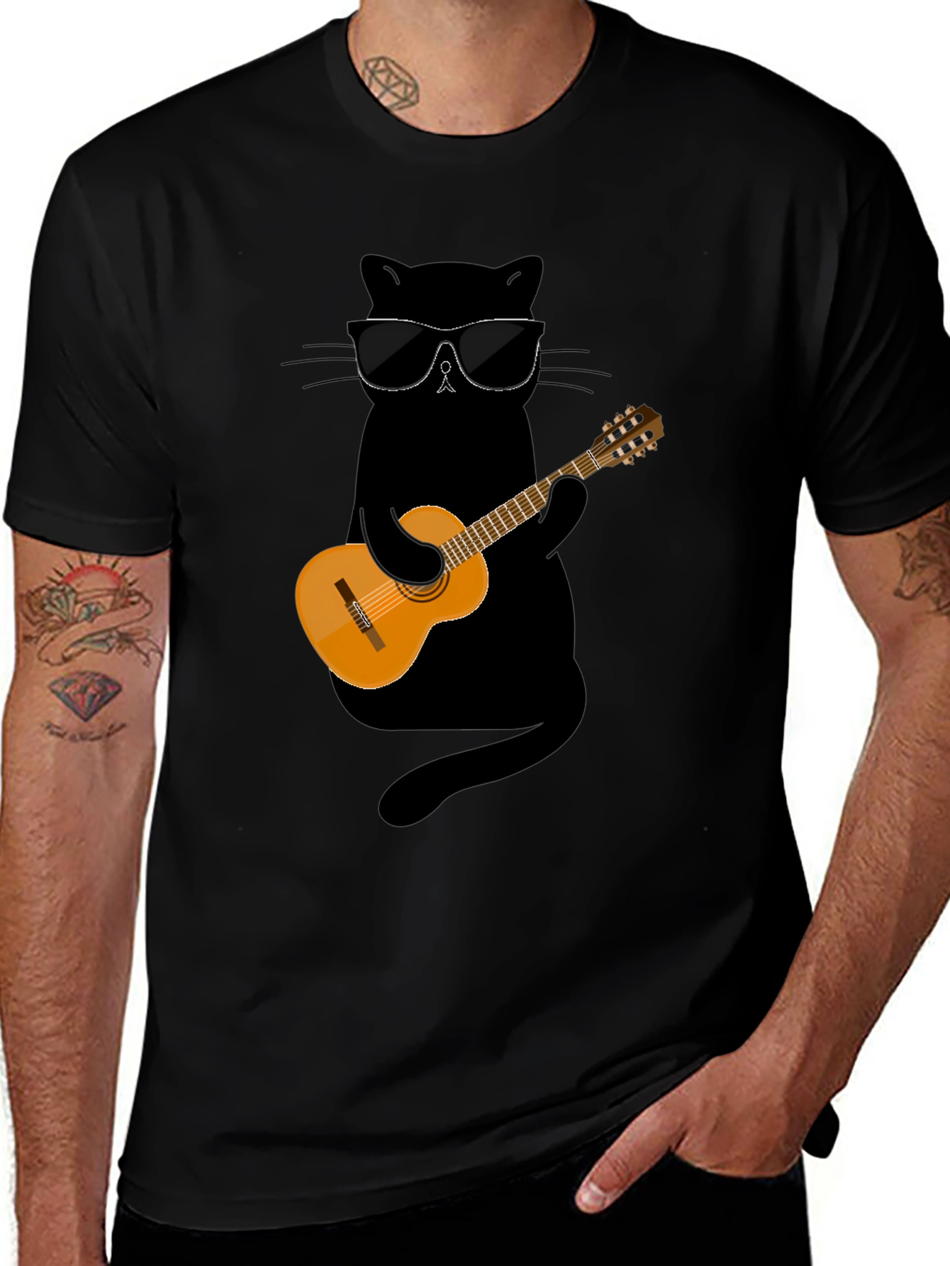 Cool Cat Guitarist Graphic Tee