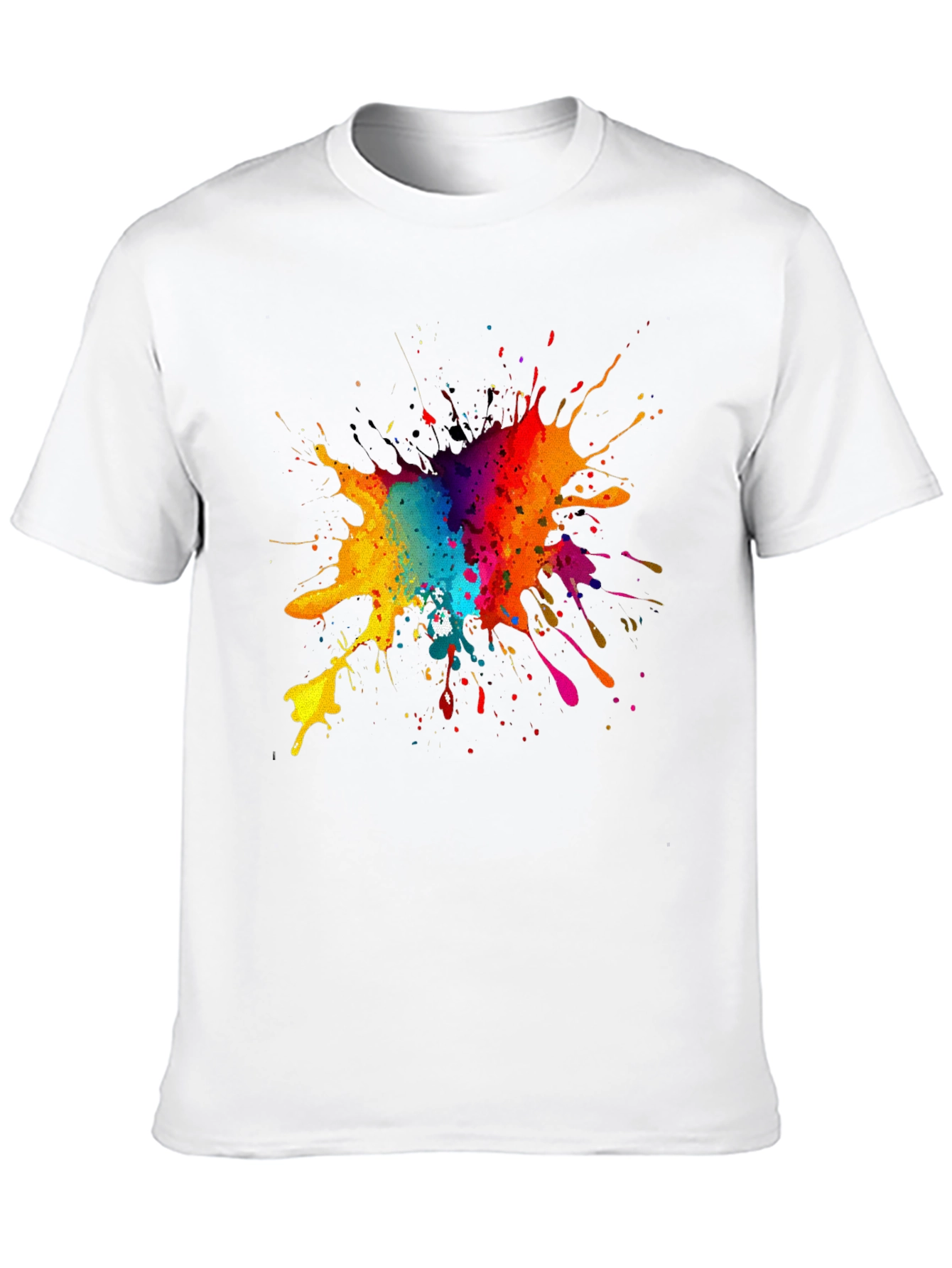 Colorful Paint Splatter Graphic Tee - Casual Style