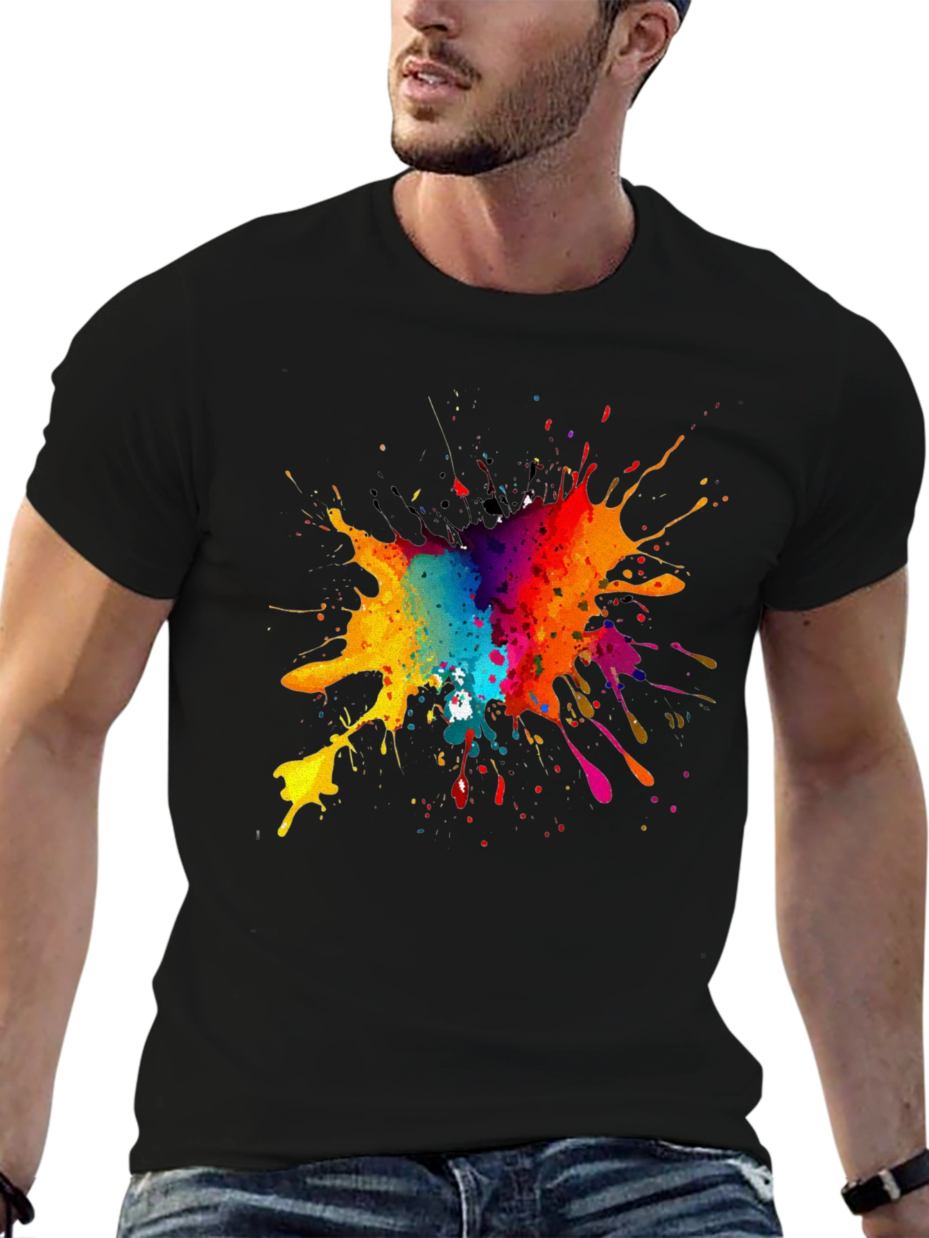 Colorful Paint Splatter Graphic Tee - Casual Style