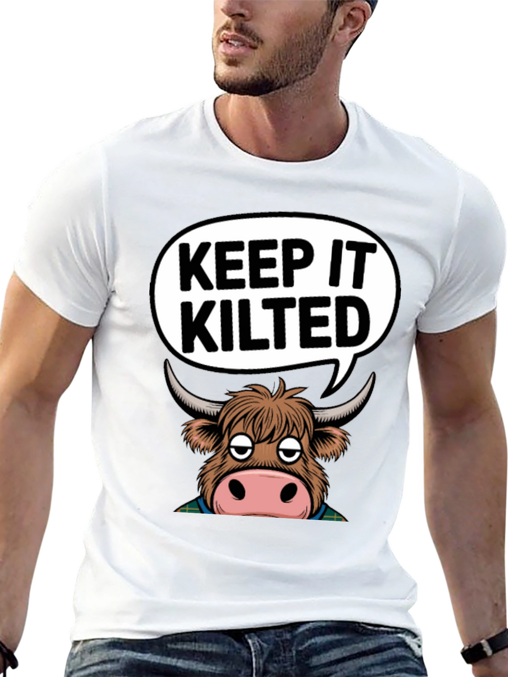 Keep It Kilted Highland Cow Graphic T-Shirt