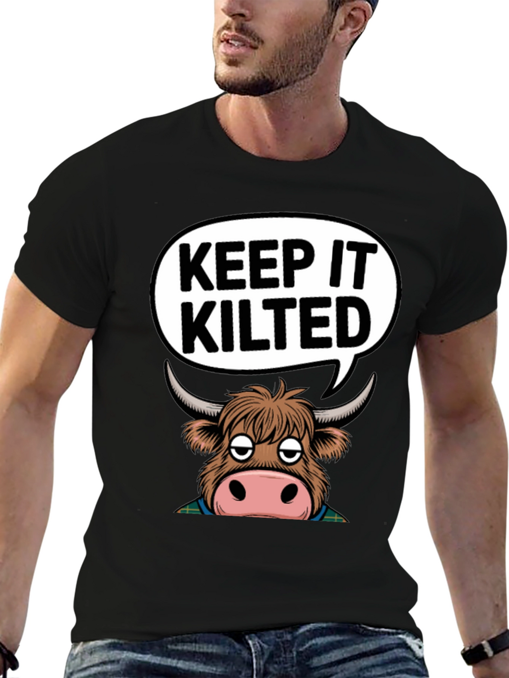 Keep It Kilted Highland Cow Graphic T-Shirt
