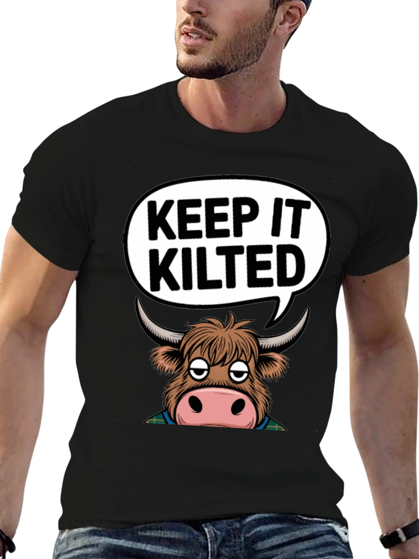 Keep It Kilted Highland Cow Graphic T-Shirt
