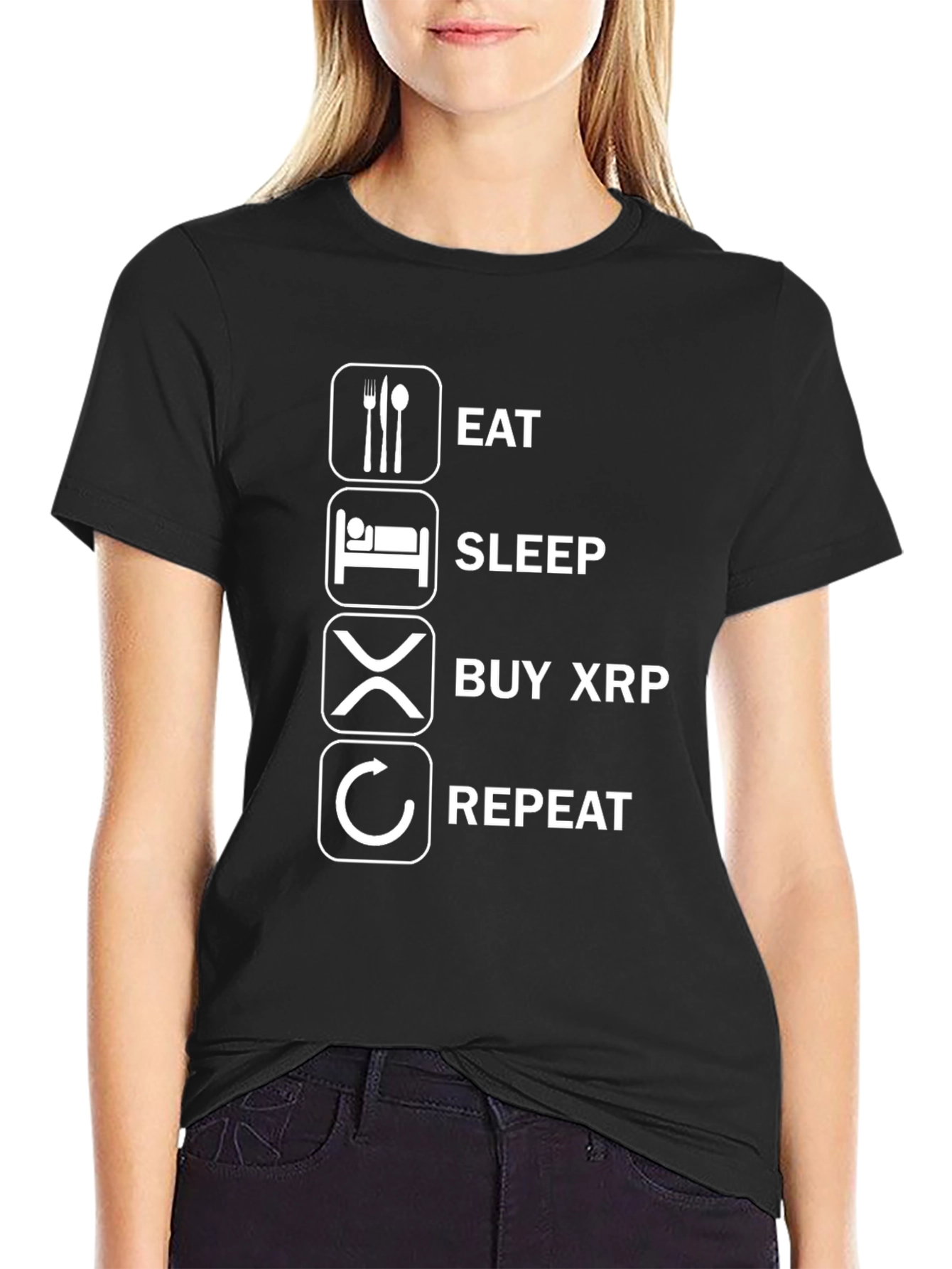 Eat Sleep Buy XRP Repeat Funny Crypto T-Shirt