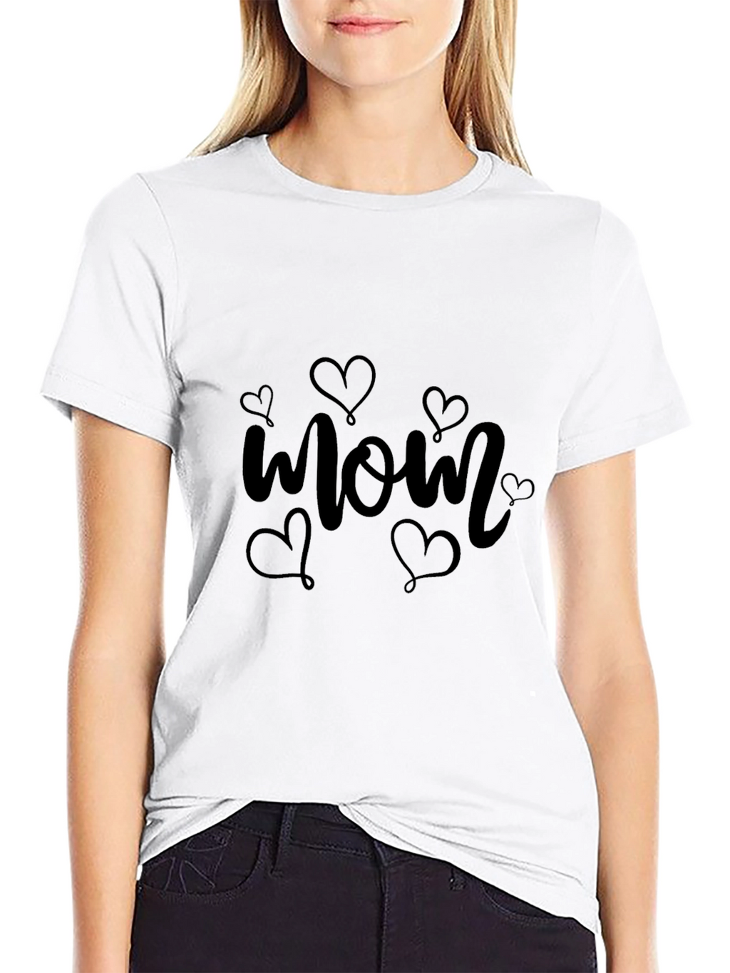 Mom Heart Graphic Tee - Stylish Black T-Shirt