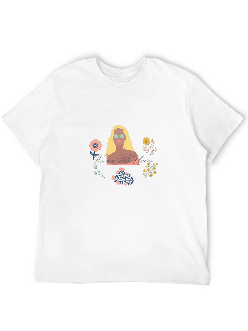 Women with Flowers Graphic Tee - Black