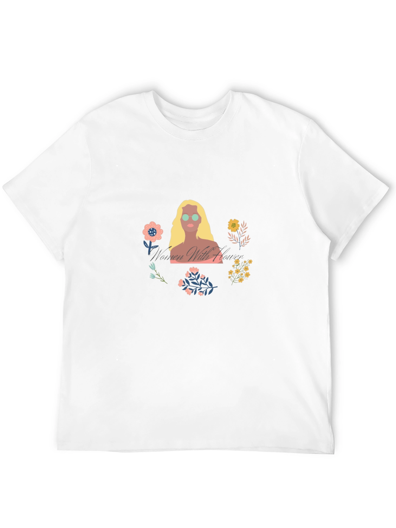Women with Flowers Graphic Tee - Black