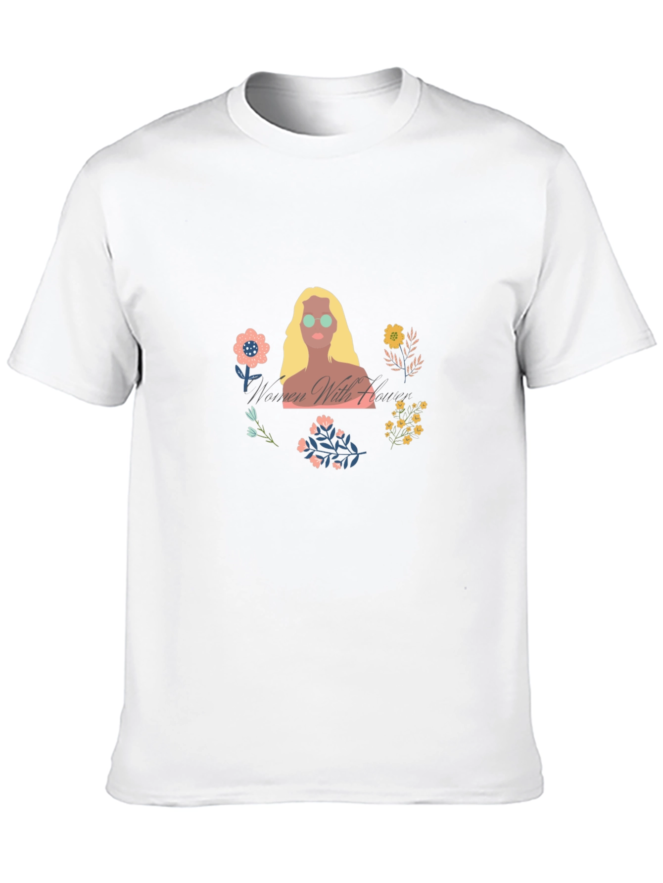 Women with Flowers Graphic Tee - Black