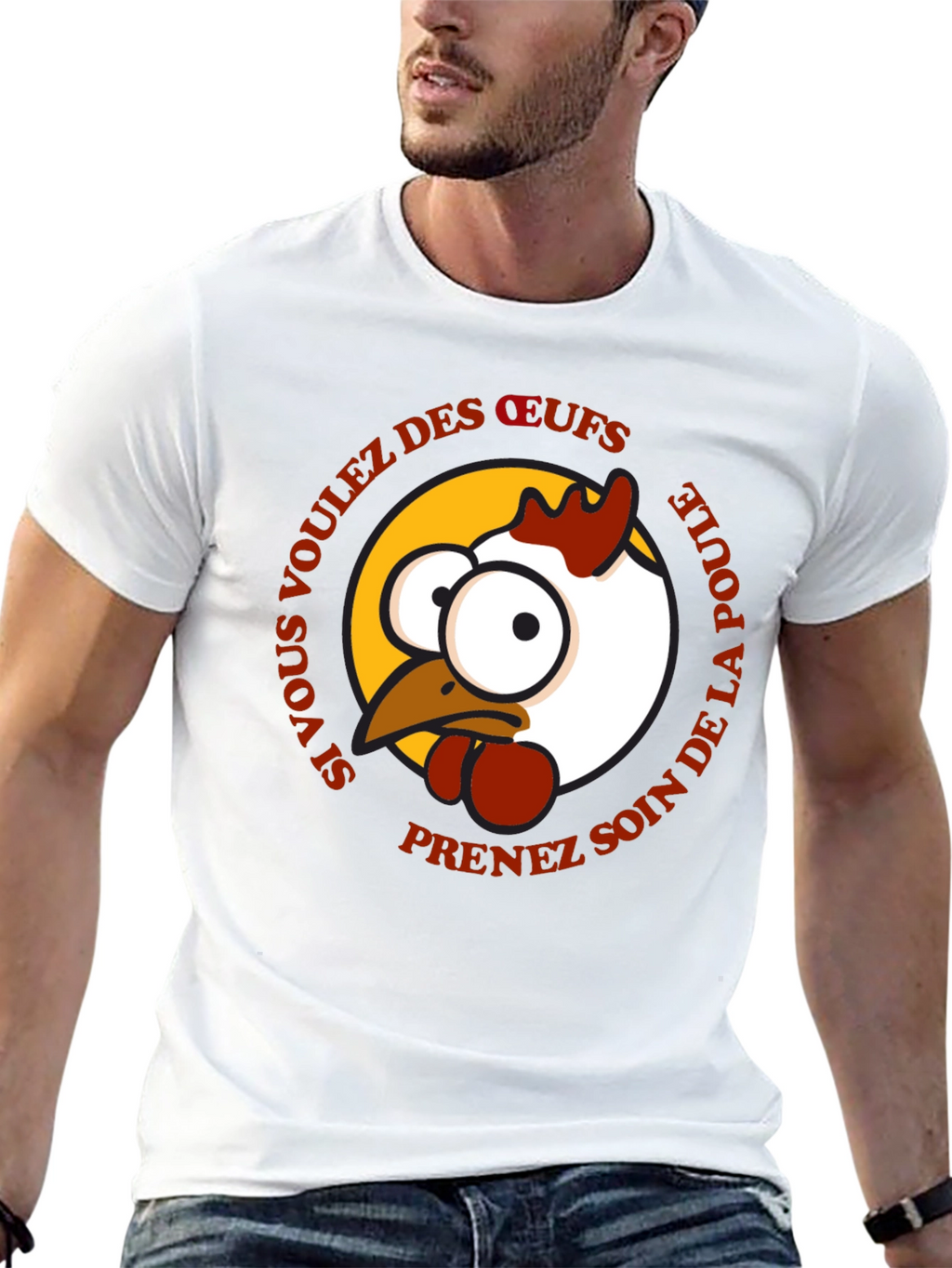 Funny Chicken T-Shirt - French Text Design