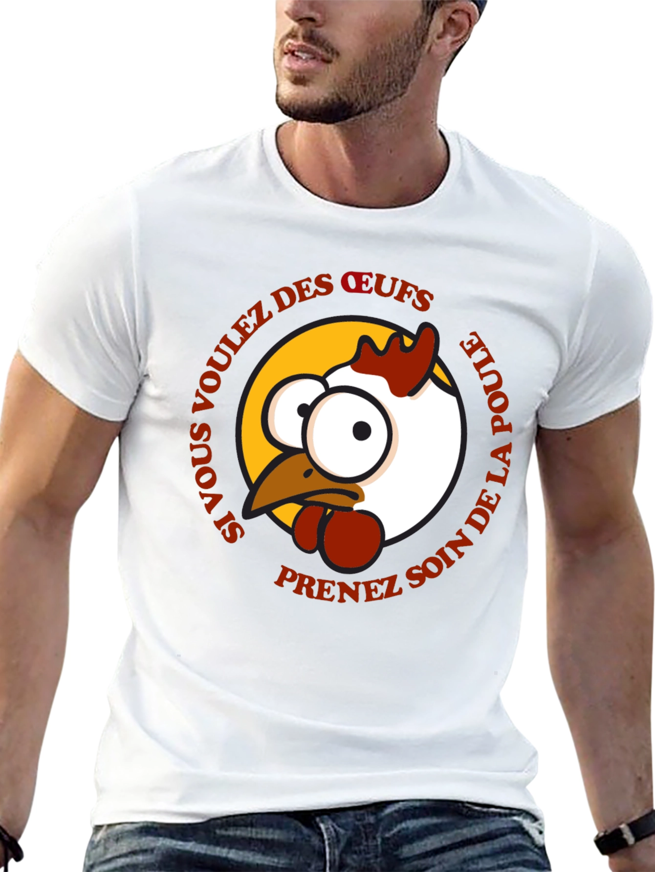 Funny Chicken T-Shirt - French Text Design
