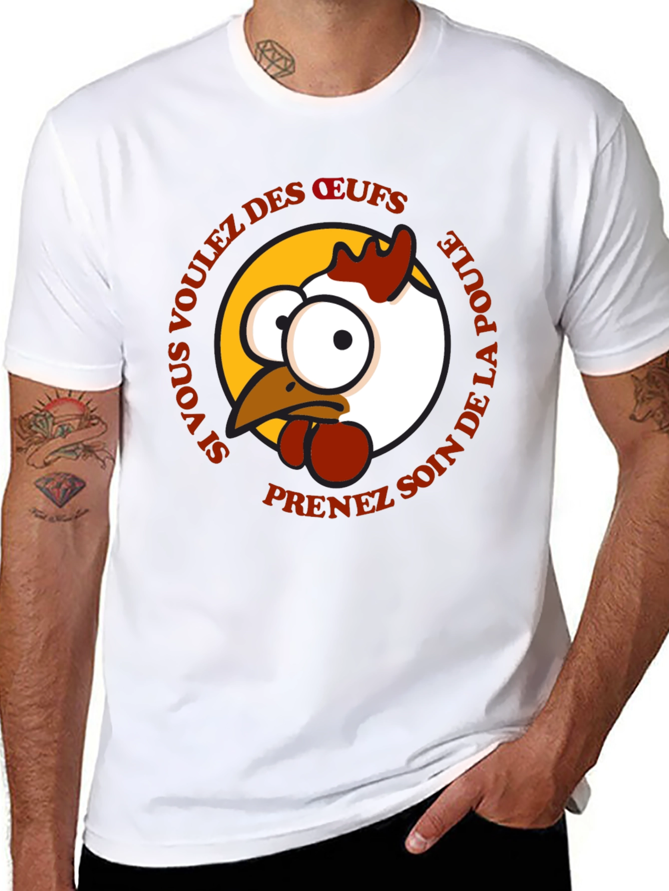 Funny Chicken T-Shirt - French Text Design
