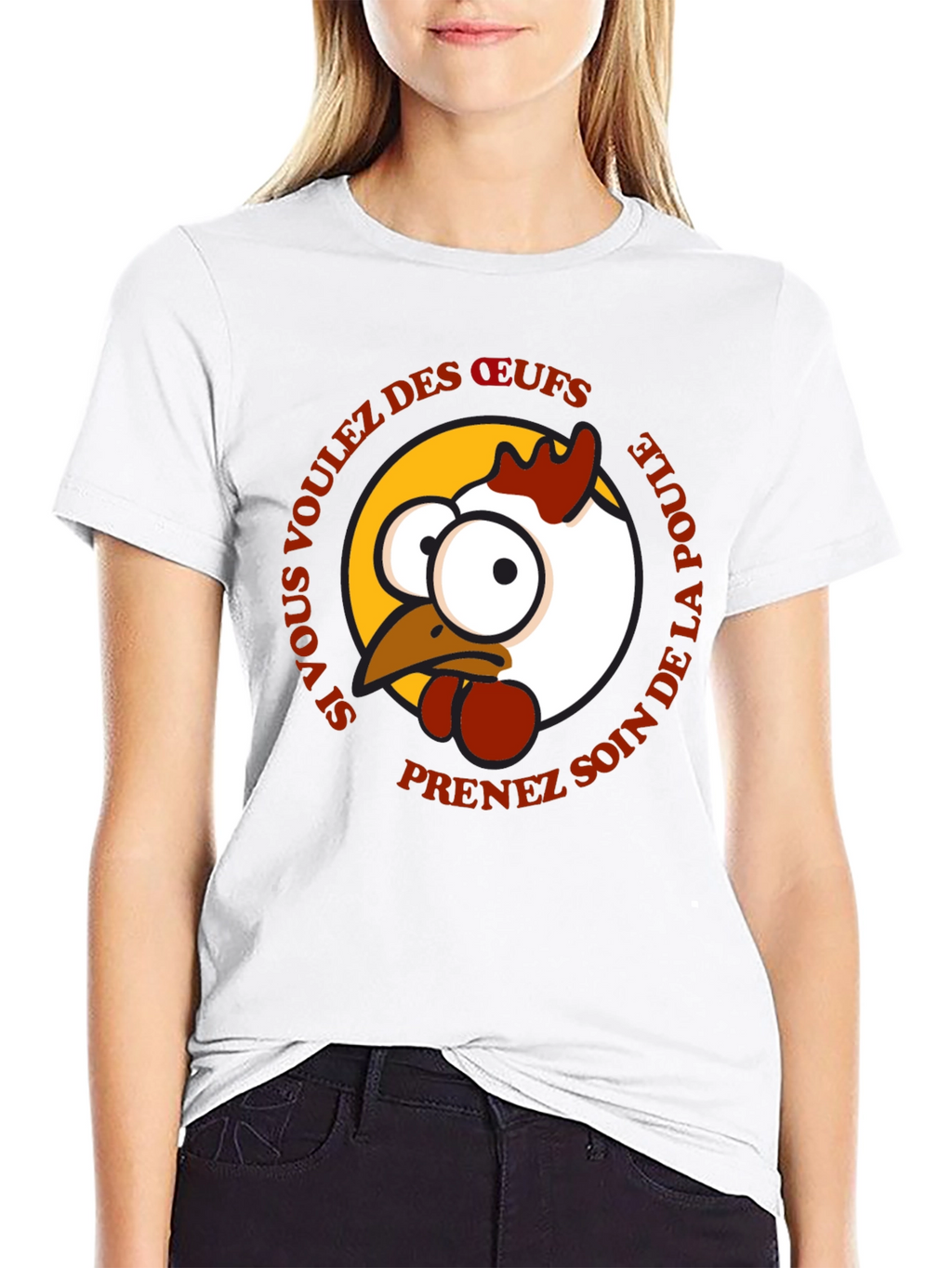 Funny Chicken T-Shirt - French Text Design