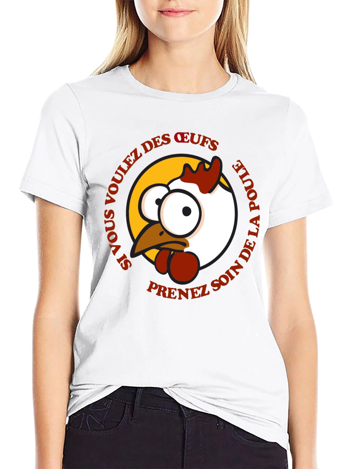 Funny Chicken T-Shirt - French Text Design
