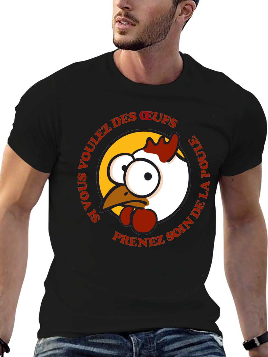 Funny Chicken T-Shirt - French Text Design