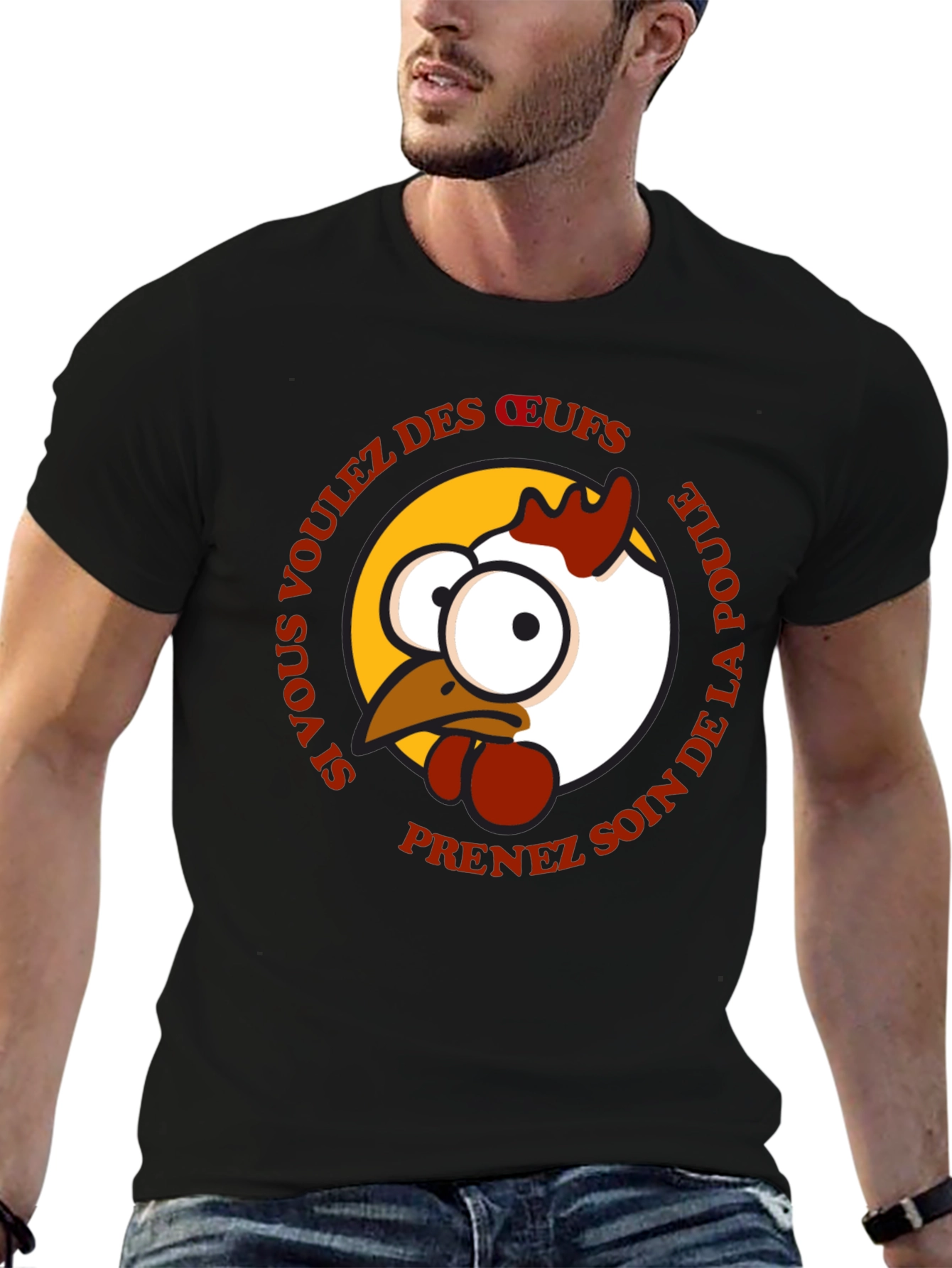 Funny Chicken T-Shirt - French Text Design