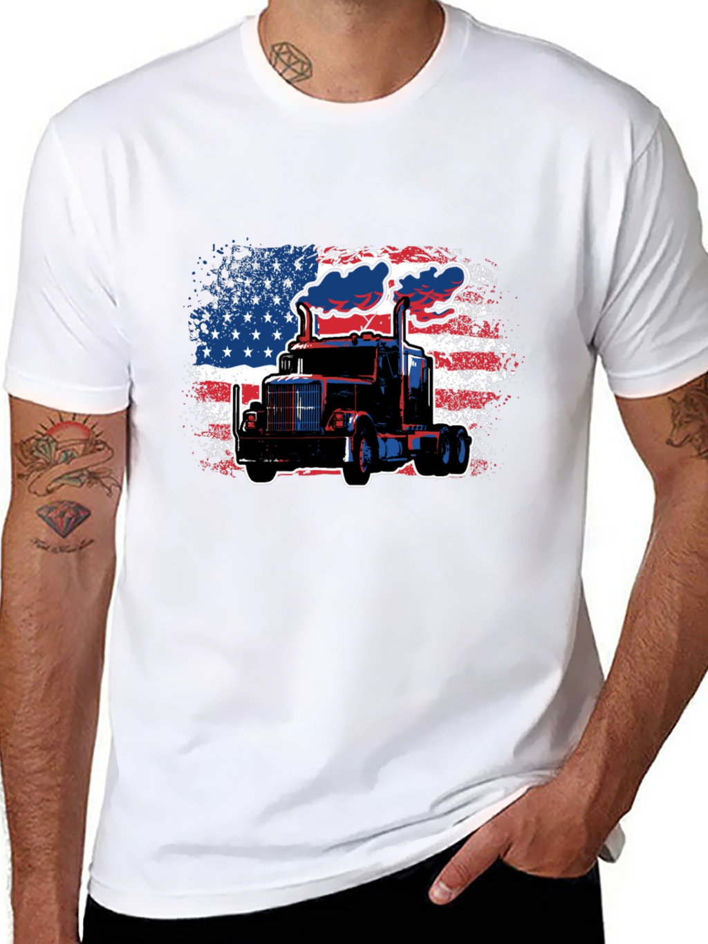 American Trucker Tee - Patriotic Graphic T-Shirt