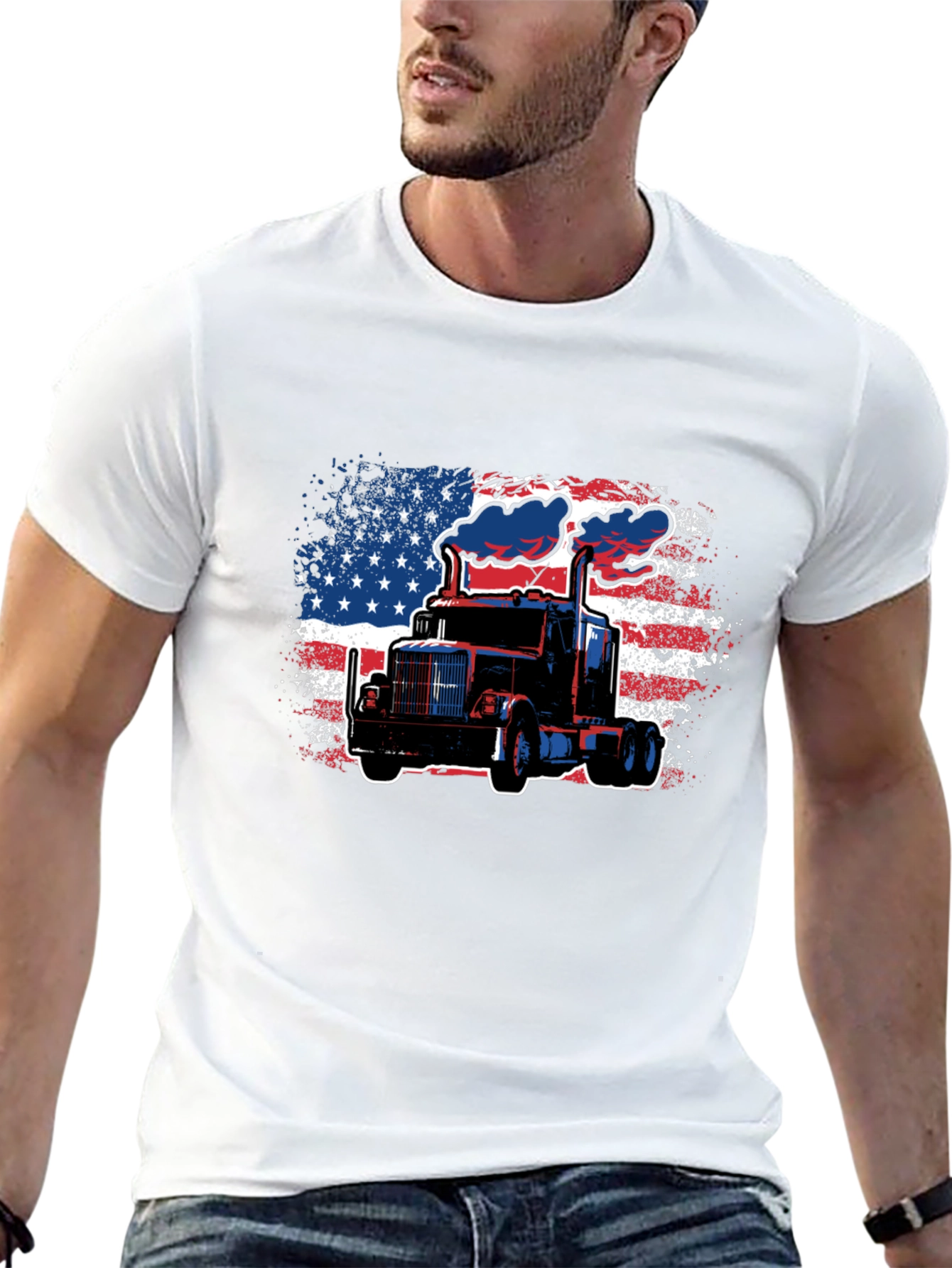 American Trucker Tee - Patriotic Graphic T-Shirt