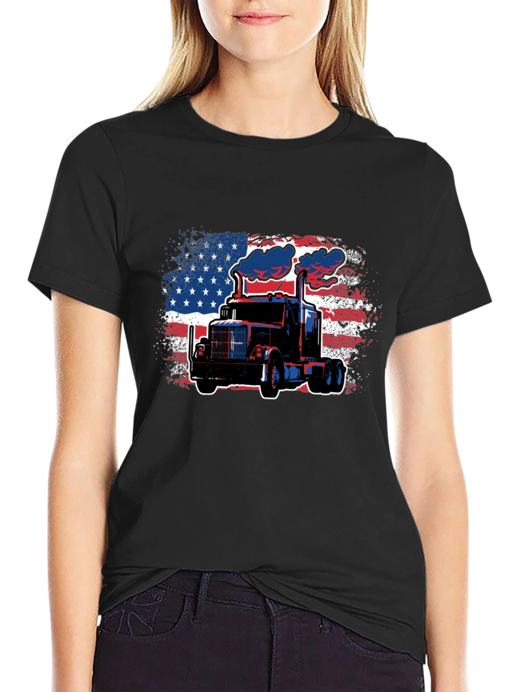 American Trucker Tee - Patriotic Graphic T-Shirt