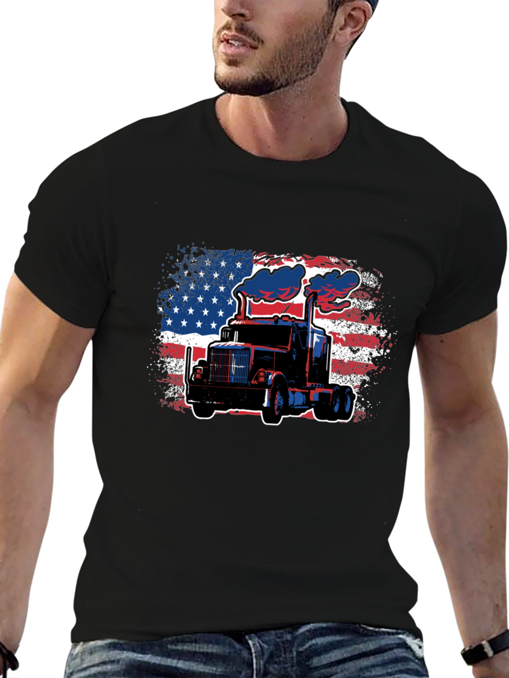 American Trucker Tee - Patriotic Graphic T-Shirt