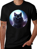 Black Cat Moon T-Shirt - Midnight Feline Tee