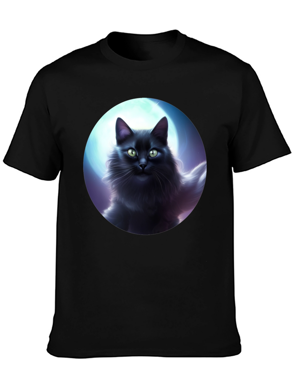 Black Cat Moon T-Shirt - Midnight Feline Tee