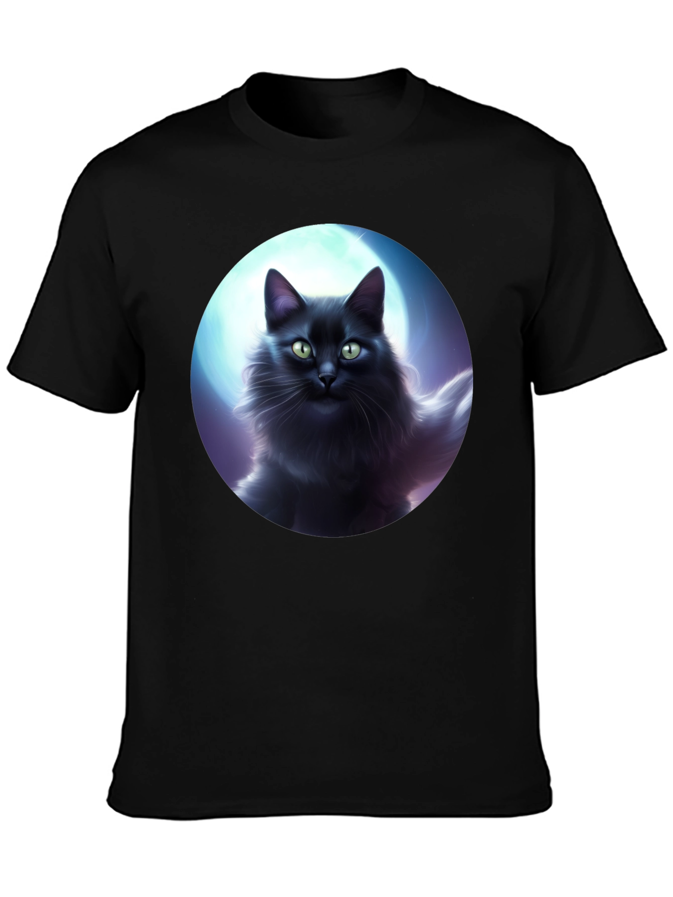 Black Cat Moon T-Shirt - Midnight Feline Tee