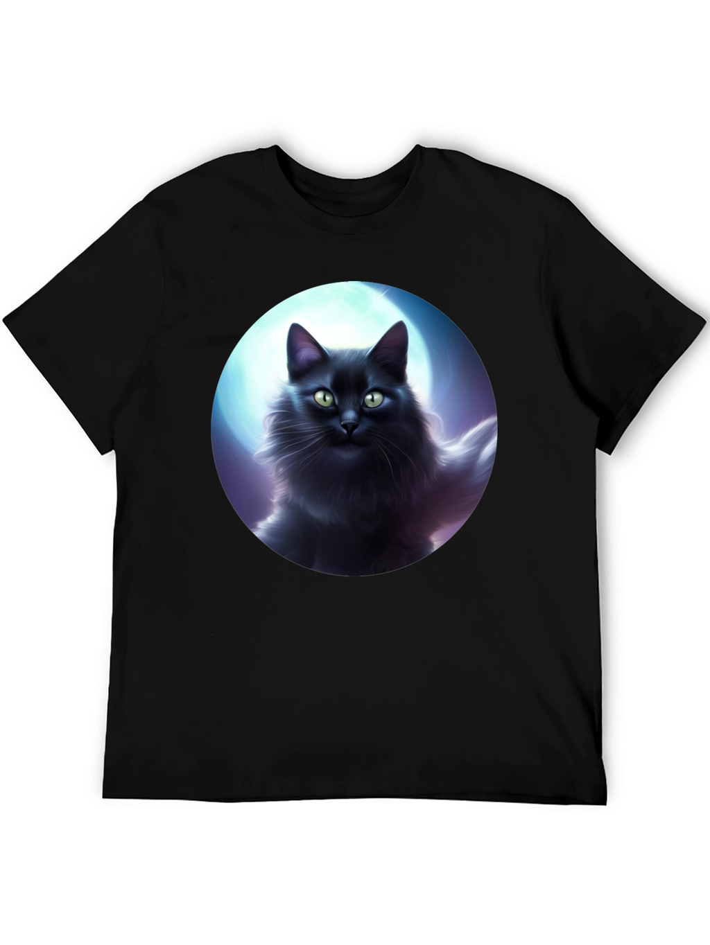 Black Cat Moon T-Shirt - Midnight Feline Tee